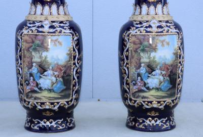 Large Decorative Floor Vases After Richard Klemm Dresden Made By Limoges