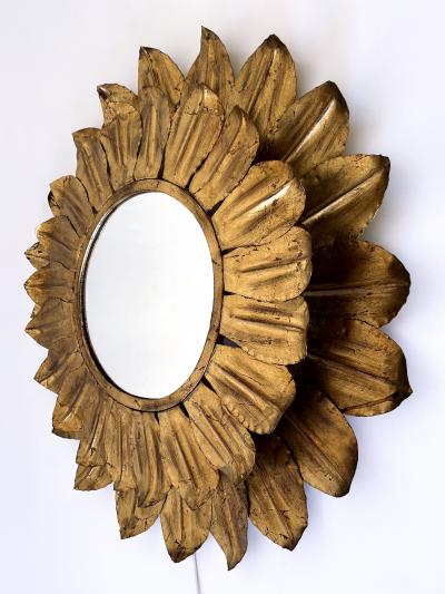 Large Decorative Mid Century Modern Sunflower Backlit Wall Mirror Germany 1960s