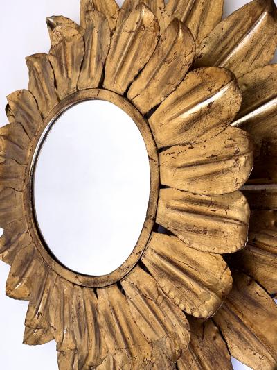 Large Decorative Mid Century Modern Sunflower Backlit Wall Mirror Germany 1960s