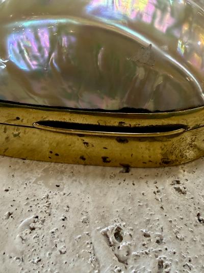 Large Decorative Mother of Pearl and Brass Lidded Box 1970s
