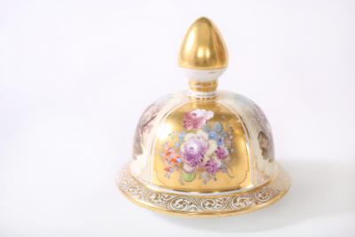 Large Dresden Gilt Porcelain Covered Decorative Urn