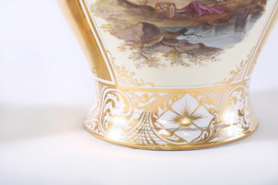 Large Dresden Gilt Porcelain Covered Decorative Urn