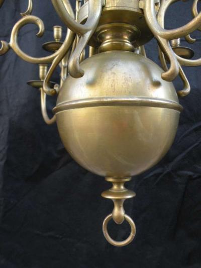 Large Dutch Baroque Style 18 Light Brass Chandelier
