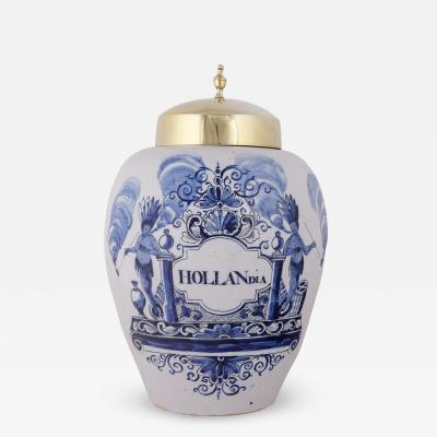 Large Dutch Delft Jar inscribed Hollandia