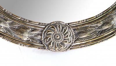 Large Dutch Neoclassical Style Silver and Gold Gilt Repouss Oval Mirror