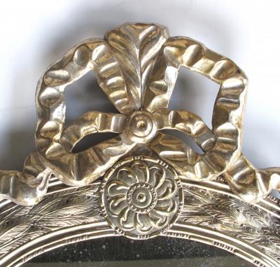 Large Dutch Neoclassical Style Silver and Gold Gilt Repouss Oval Mirror