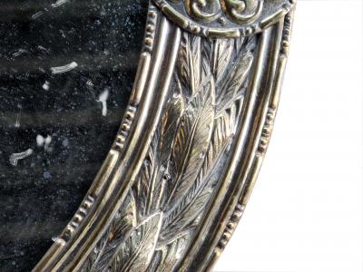 Large Dutch Neoclassical Style Silver and Gold Gilt Repouss Oval Mirror