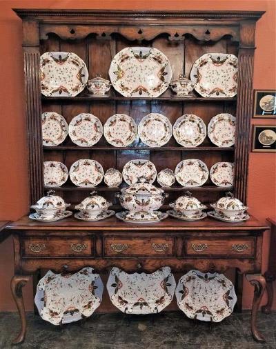 Large Early 19th Century Davenport Longport Imari China Dinner Service