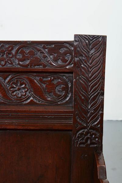 Large Early Panel Back Oak Settle