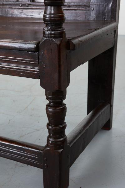 Large Early Panel Back Oak Settle