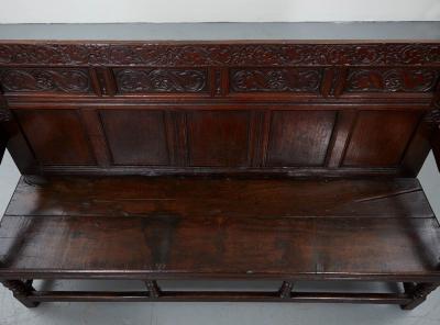 Large Early Panel Back Oak Settle