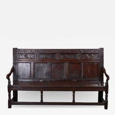 Large Early Panel Back Oak Settle