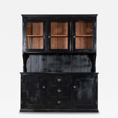 Large Ebonised 19thC English Pine Butlers Pantry Cabinet