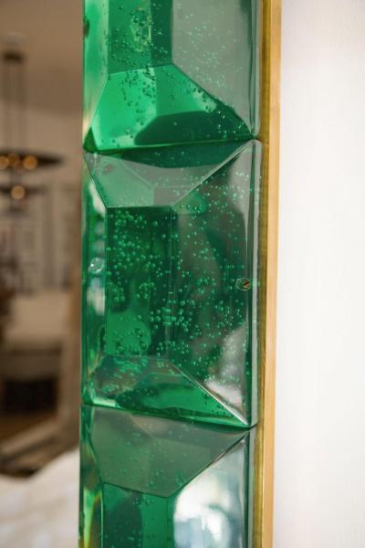 Large Emerald Green Diamond Murano Glass Mirror in Stock