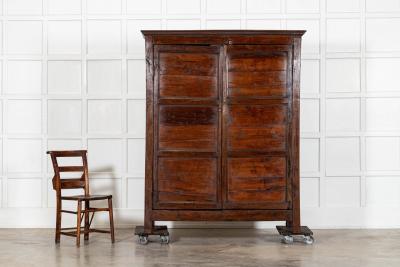 Large English 18thC Yew Housekeepers Cupboard