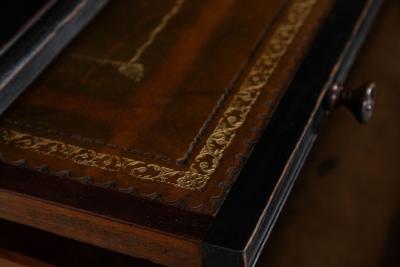 Large English 19thC Ebonised Mahogany Glazed Bookcase Secretaire