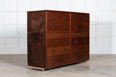 Large English 19thC Mahogany Campaign Chest