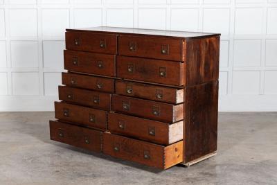 Large English 19thC Mahogany Campaign Chest
