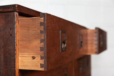 Large English 19thC Mahogany Campaign Chest