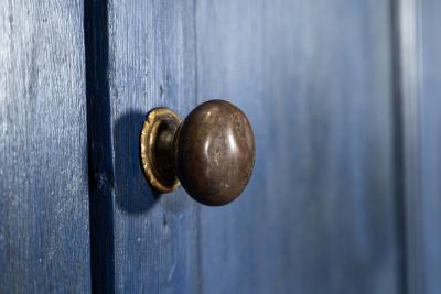 Large English 19thC Painted Pine Larder Cupboard