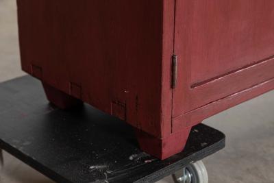 Large English 19thC Painted Pine Locker Cabinet Bench