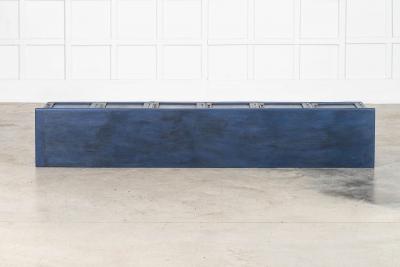 Large English 19thC Painted Pine Locker Cabinet Bench