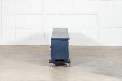 Large English 19thC Painted Pine Locker Cabinet Bench