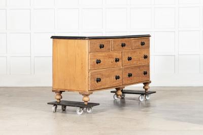 Large English 19thC Pine Dresser Base Drawers
