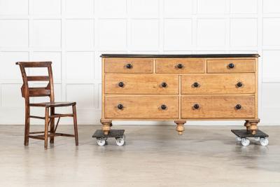 Large English 19thC Pine Dresser Base Drawers