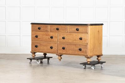 Large English 19thC Pine Dresser Base Drawers