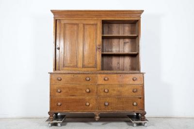 Large English 19thC Scrumbled Pine Housekeepers Cupboard