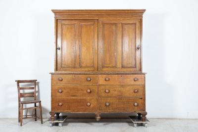 Large English 19thC Scrumbled Pine Housekeepers Cupboard