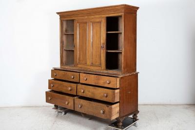Large English 19thC Scrumbled Pine Housekeepers Cupboard