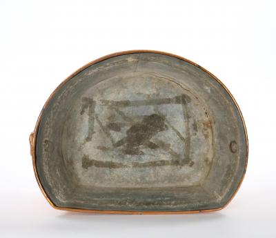 Large English Antique Copper Basin Lions Head Side Handles