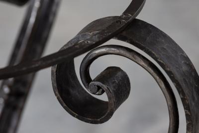 Large English Circular Marble Top Wrought Iron Table