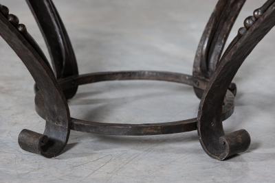 Large English Circular Marble Top Wrought Iron Table