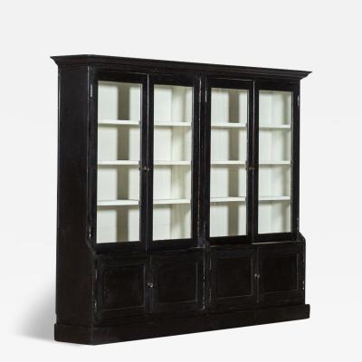 Large English Ebonised Glazed Cabinet