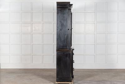 Large English Ebonised Glazed Pine Breakfront Bookcase