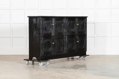 Large English Ebonised Pine Locker Cabinet