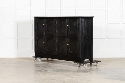 Large English Ebonised Pine Locker Cabinet