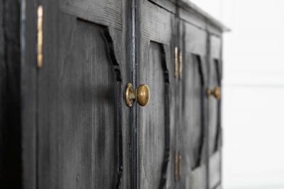 Large English Ebonised Pine Locker Cabinet