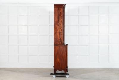 Large English Flame Mahogany Breakfront Bookcase