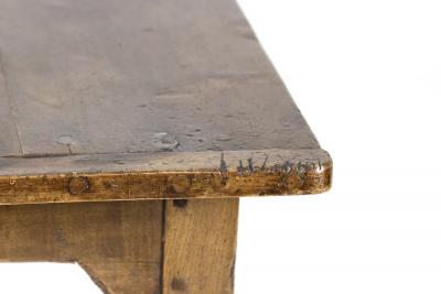 Large English Fruitwood Farm Table With Single Side Drawer