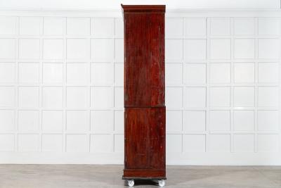 Large English George III Mahogany Glazed Linen Press Cabinet