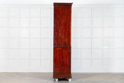 Large English George III Mahogany Glazed Linen Press Cabinet