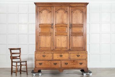 Large English Georgian Pine Linen Cupboard