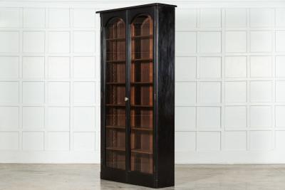 Large English Mahogany Glazed Bookcase Vitrine