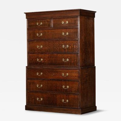 Large English Oak Tallboy Chest Drawers