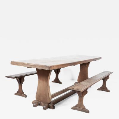 Large English Oak Trestle Table