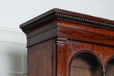 Large English Regency Mahogany Glazed Secretaire Bookcase